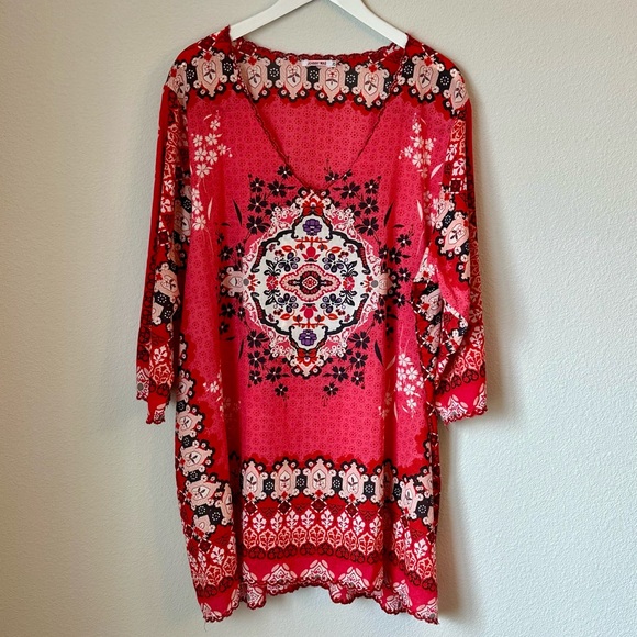 Johnny Was Tops - ☀️ JOHNNY WAS Cotton Tunic/Swimsuit Cover-up with Scalloped Hem